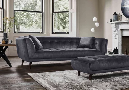 Modern navy blue fabric sectional sofa in Templeogue home living room